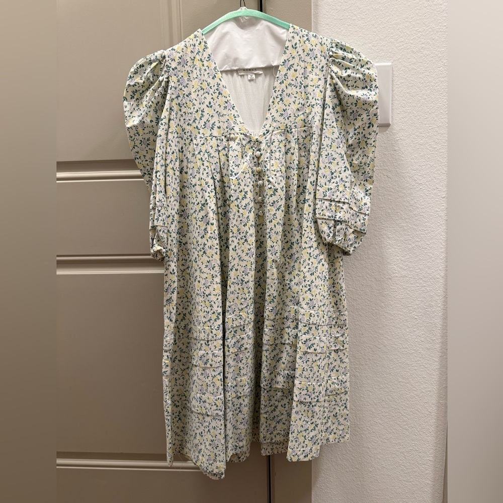 Floral Puff Sleeve Mini Dress